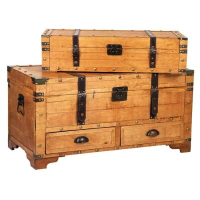 Set baule e valigetta in legno laccato miele 2 pezzi referenza: 19131