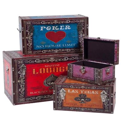 Wooden trunks printed casino set 4 pieces reference: 13532