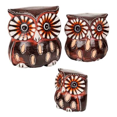 Wooden owls set 3 pcs reference:16817