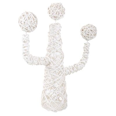 Cactus decoracion de mimbre blanco referencia:18004