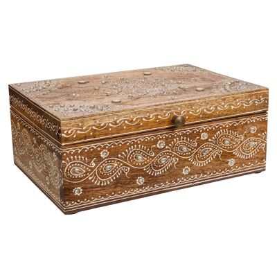 Boîte à bijoux artisanale en bois peint référence : 22183