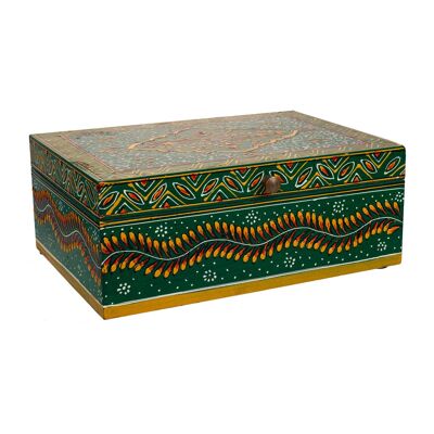 Boîte à bijoux artisanale en bois peint référence : 22189