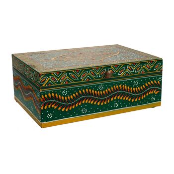 Boîte à bijoux artisanale en bois peint référence : 22189 1