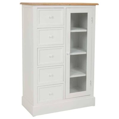 WHITE AND NATURAL WOODEN DRAWER 5 DRAWERS AND 5 SHELVES reference:17439