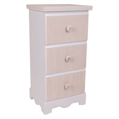 COMMODE EN BOIS AVEC 3 TIROIRS BLANC 31x26x60 h référence : 24409