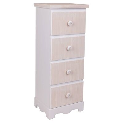 WOODEN CHEST OF DRAWERS WITH 4 WHITE DRAWERS 31x26x80 h reference: 24410