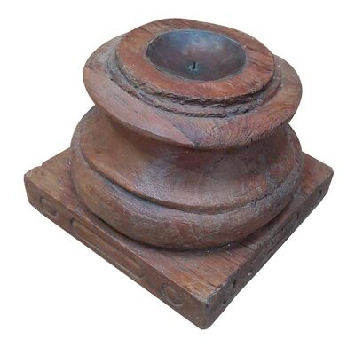 BROWN WOODEN CANDLESTICK 26x26x23hcm reference:25089