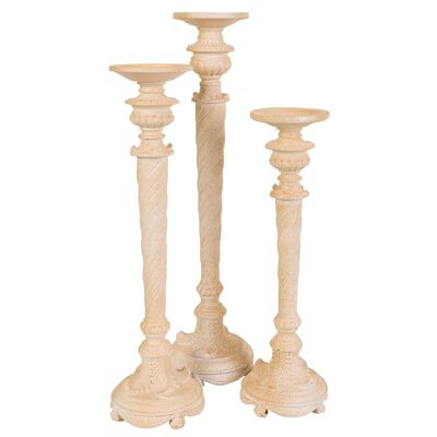 Candelabros de resina tallada set 3 piezas referencia:20220