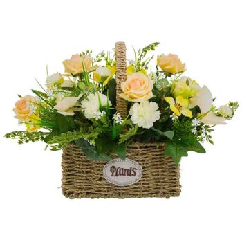 Corbeille en corde avec bouquet de fleurs référence : 20396 2