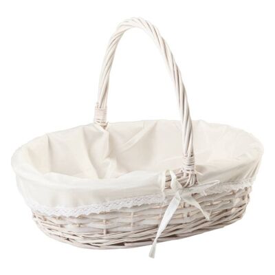 Lined white lacquered basket reference:17579