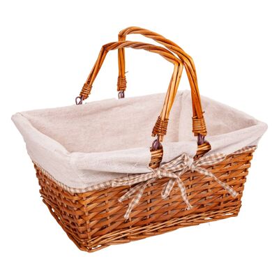 Lined wicker basket with folding handle reference: 22699