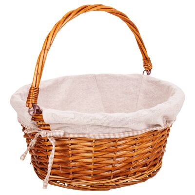Lined wicker basket with folding handle reference: 22698
