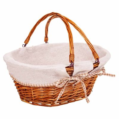 Lined wicker basket with folding handle reference: 22697