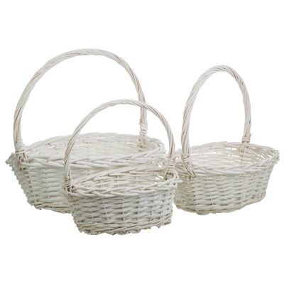 White lacquer wicker baskets set 3 pieces reference: 19738