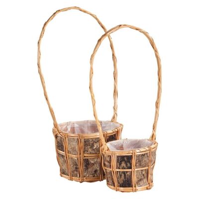Round buff wicker flower baskets set 2 pieces reference: 13179