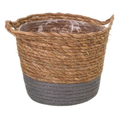 Gray and natural basket with handles reference: 21502