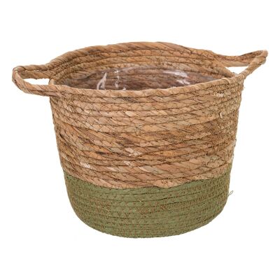 Green and natural basket with handles reference: 21504