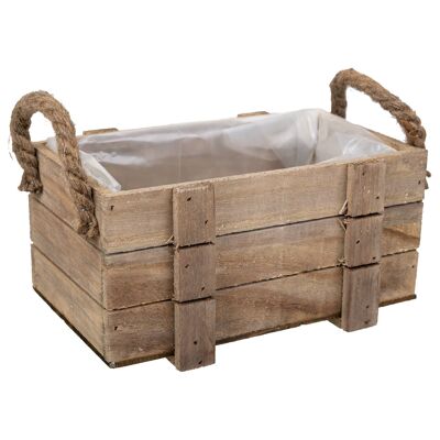 Wooden basket with brown handles reference: 24065