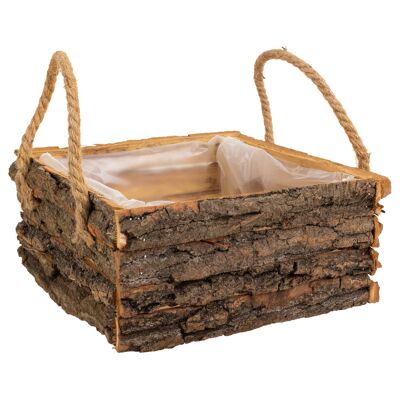 Wooden basket with brown handles reference: 24013