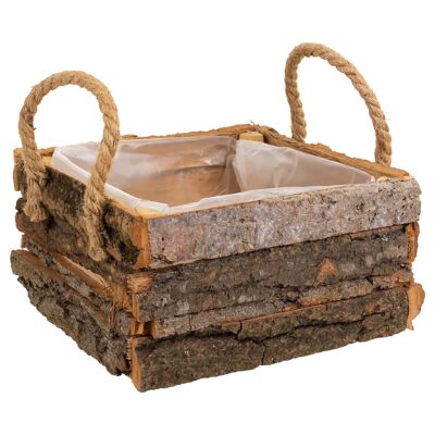 Wooden basket with brown handles reference: 24014