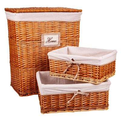 Clothes basket and 2 lined wicker baskets reference: 22701