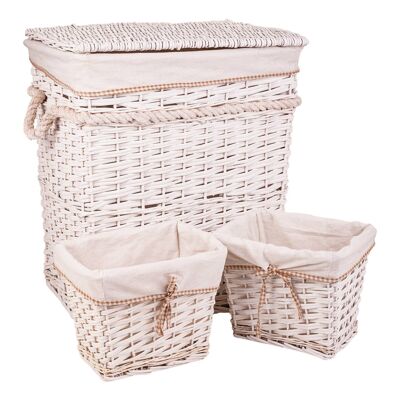 Laundry basket and 2 lined wicker baskets reference: 22691