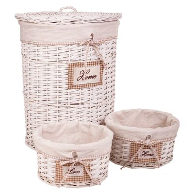 Laundry basket and 2 lined wicker baskets reference: 22692