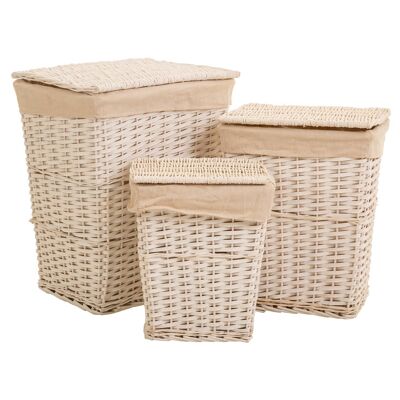 Lined white lac wicker laundry baskets reference: 19745