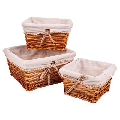 Lined wicker baskets set 3 pieces reference: 22695