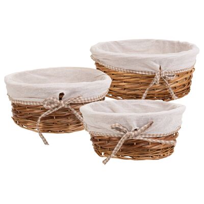 Lined wicker baskets set 3 pieces reference: 22694