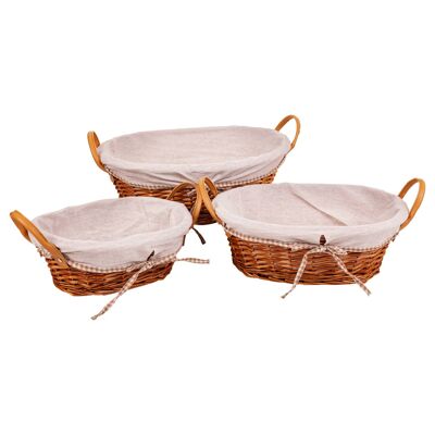 Lined wicker baskets set 3 pieces reference: 22723