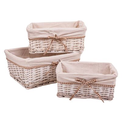 Lined wicker baskets set 3 pieces reference: 22709