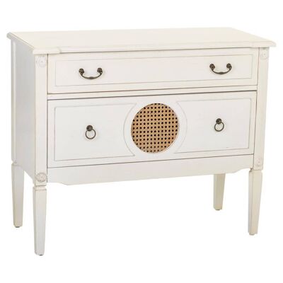 Commode en bois blanc vieilli avec 2 tiroirs référence : 18864