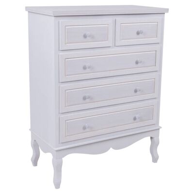 WHITE WOODEN CHEST OF 5 DRAWERS 80x40x105 h cm reference:24406