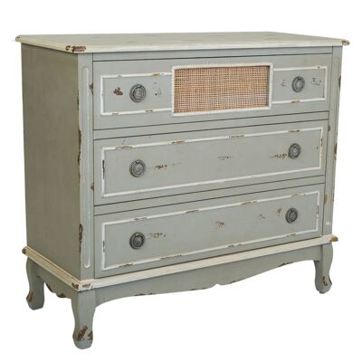COMMODE BOIS ET GRILLE BAMBOU 90x38x80h cm reference:20244