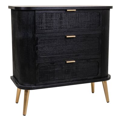 Wooden chest of drawers and black lacquer grid reference: 21846