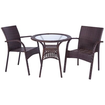 TABLE AND 2 CHAIRS SET table:D75x71h-chair:(2)43x43x84h cm reference:24138