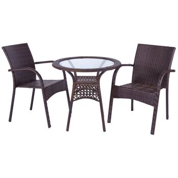 ENSEMBLE TABLE ET 2 CHAISES table:D75x71h-chaise:(2)43x43x84h cm reference:24138 1