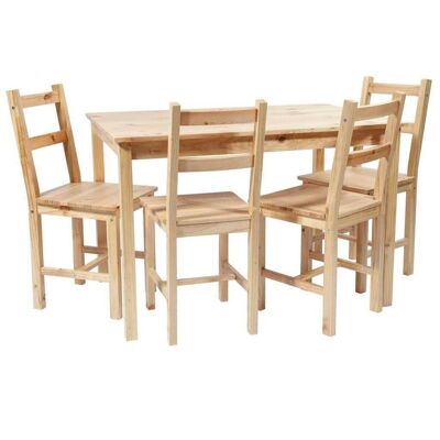 Ensemble table et 4 chaises en bois naturel référence : 12839