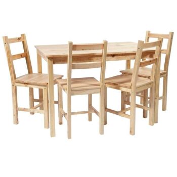 Ensemble table et 4 chaises en bois naturel référence : 12839 1
