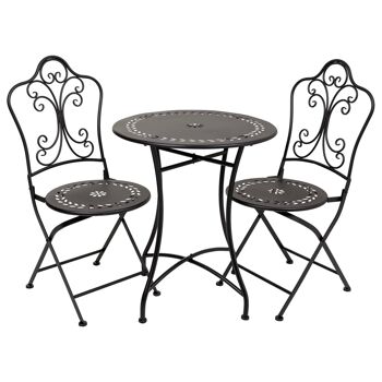 Ensemble table et deux chaises en métal référence : 23706 1