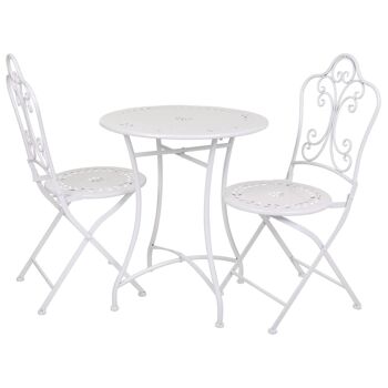 Ensemble table et deux chaises en métal référence : 23705 1