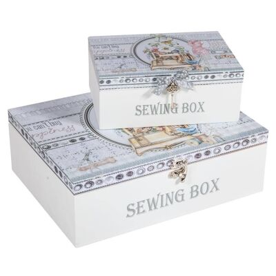 Wooden sewing boxes with details set 2 pieces reference: 14725