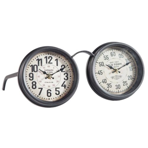 Doble reloj de mesa de forja negro de horas y minutero referencia:12783