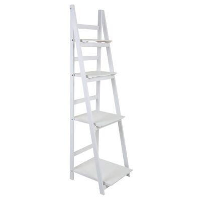 WHITE LACQUERED WOODEN LADDER SHELF WITH 4 SHELVES reference:18154