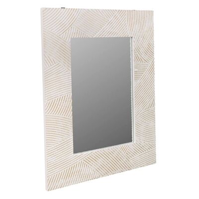 WOOD AND BEIGE GLASS MIRROR 70x2.5x90h cm reference:19386