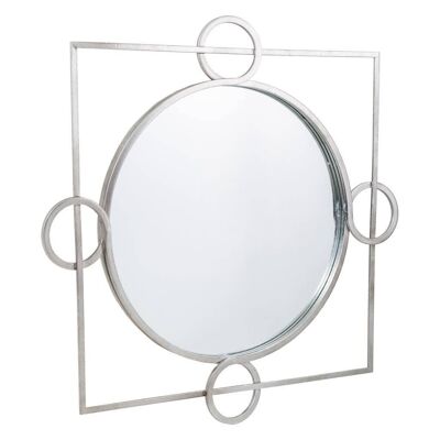 SILVER METAL WALL MIRROR 91x5x91h cm reference:19030