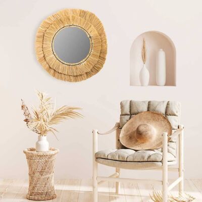 ROUND NATURAL FIBER MIRROR 57x57x6h cm reference:18779