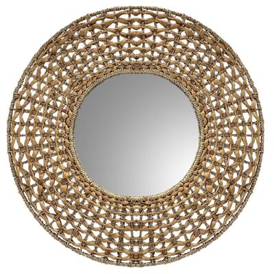 ROUND BROWN RATTAN MIRROR reference:24684