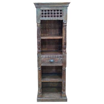 ETAGERE BOIS MARRON FINITION ARTISANALE 56x34x180hcm reference:25073 2